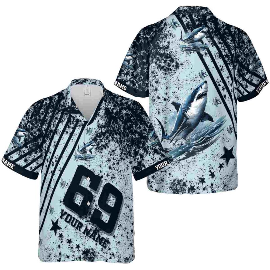 Personalized Shark Stripe Burst Hawaiian Shirt Premium grade