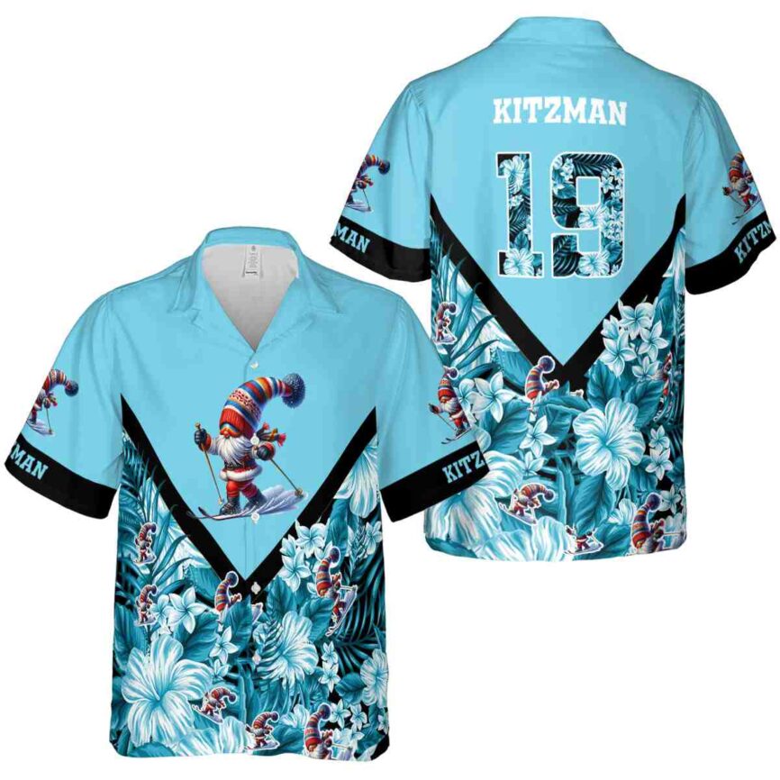 Personalized Skiing Bold Floral Number Hawaiian Shirt Premium grade