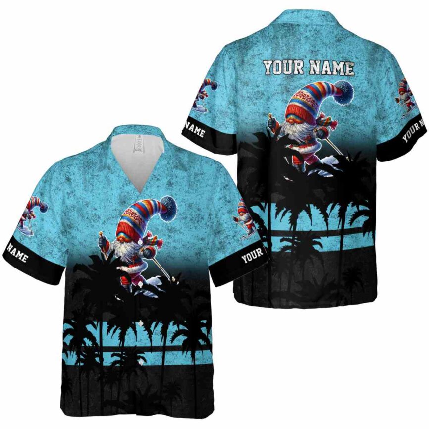 Personalized Skiing Sunset Gradient Hawaiian Shirt Premium grade