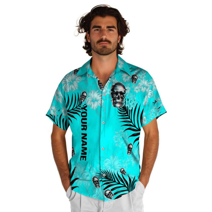 Personalized Skull Hibiscus Pattern Hawaiian Shirt New Arrival