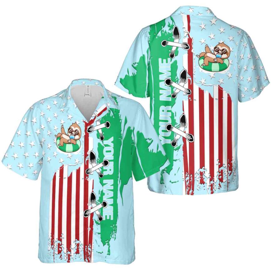 Personalized Sloth Flag Stitches Hawaiian Shirt Premium grade