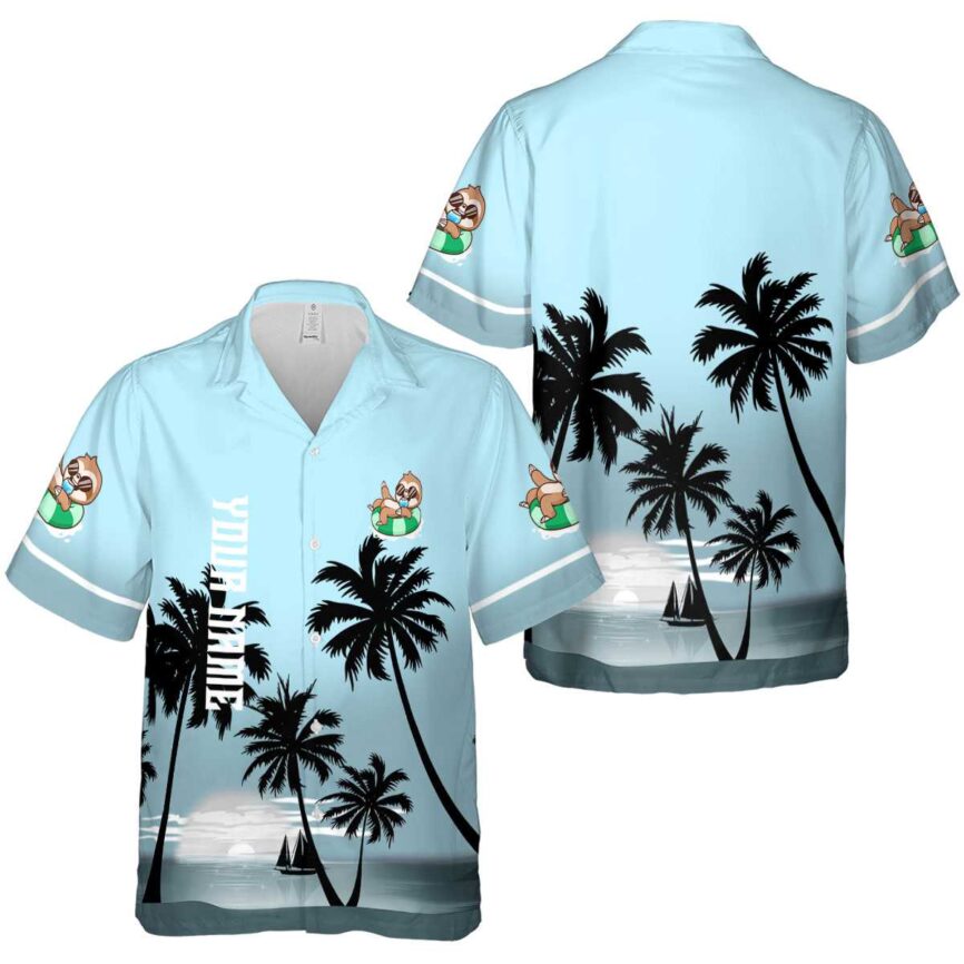 Personalized Sloth Ocean Sunset Hawaiian Shirt Premium grade