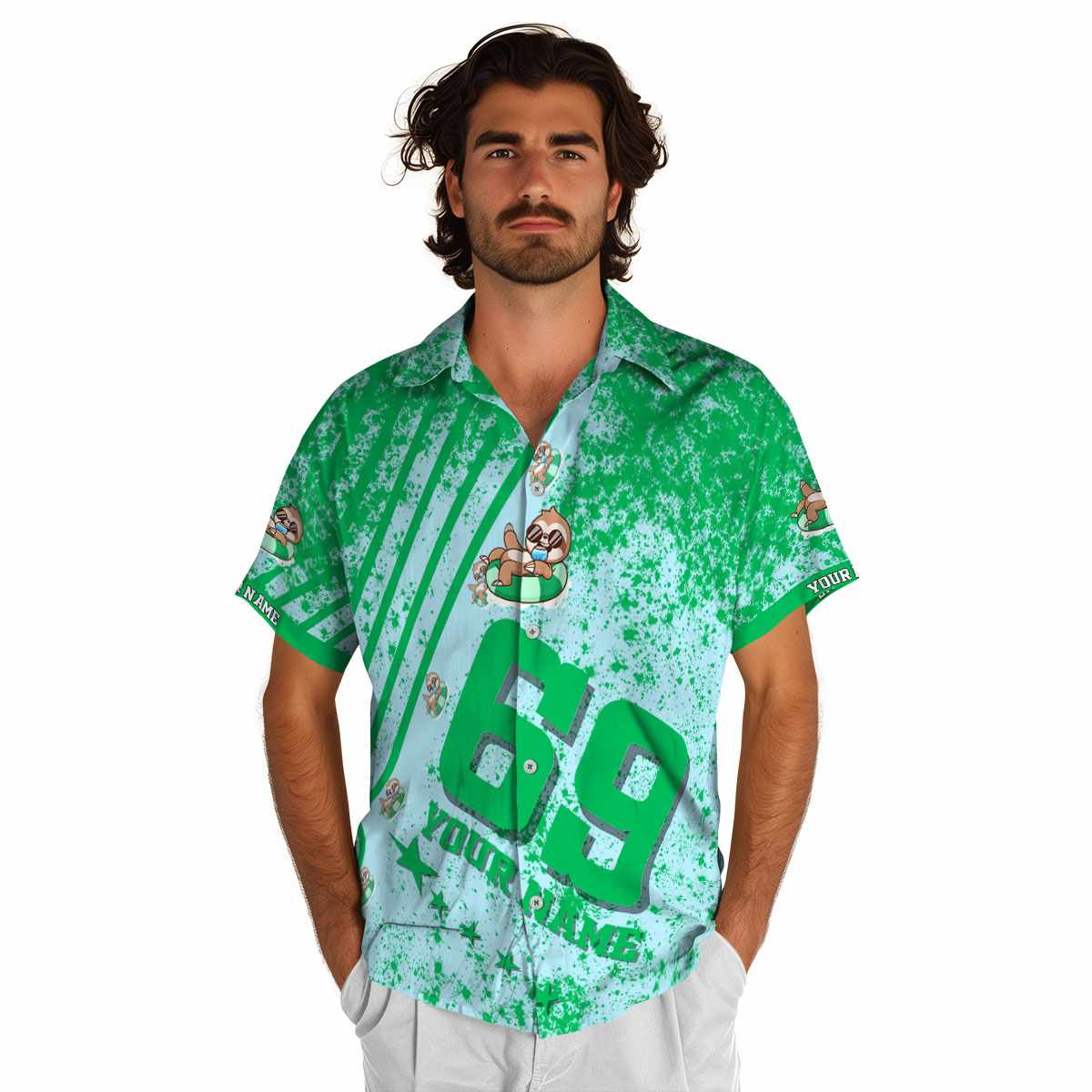 Personalized Sloth Stripe Burst Hawaiian Shirt New Arrival Personalized Sloth Stripe Burst Hawaiian Shirt New Arrival