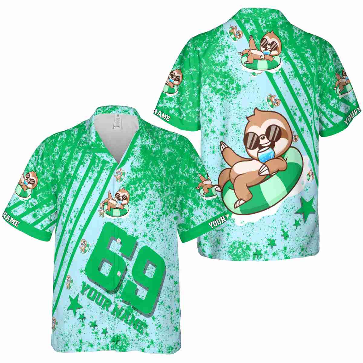 Personalized Sloth Stripe Burst Hawaiian Shirt Premium grade Personalized Sloth Stripe Burst Hawaiian Shirt Premium grade