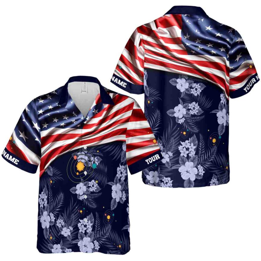 Personalized Space US Flag Themed Hawaiian Shirt Premium grade