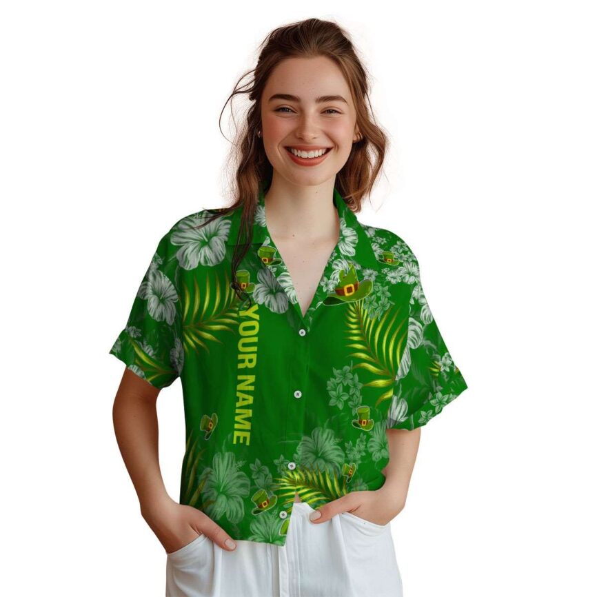 Personalized St Patricks Day Hibiscus Pattern Hawaiian Shirt Top rated