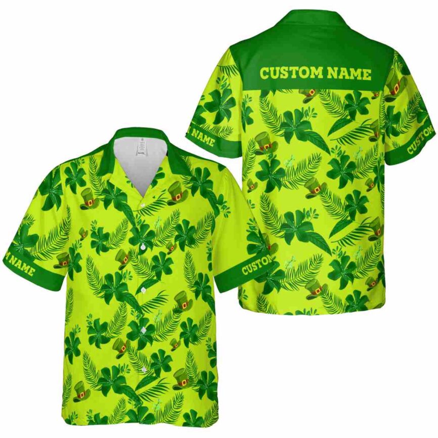 Personalized St Patricks Day Tropical Flower Hawaiian Shirt Premium grade