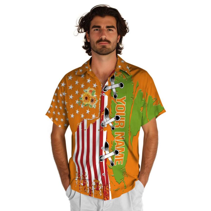 Personalized Sunflower Flag Stitches Hawaiian Shirt New Arrival