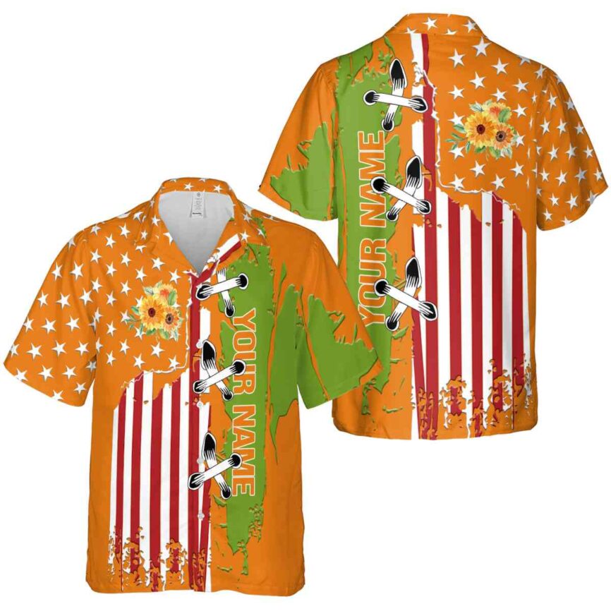 Personalized Sunflower Flag Stitches Hawaiian Shirt Premium grade