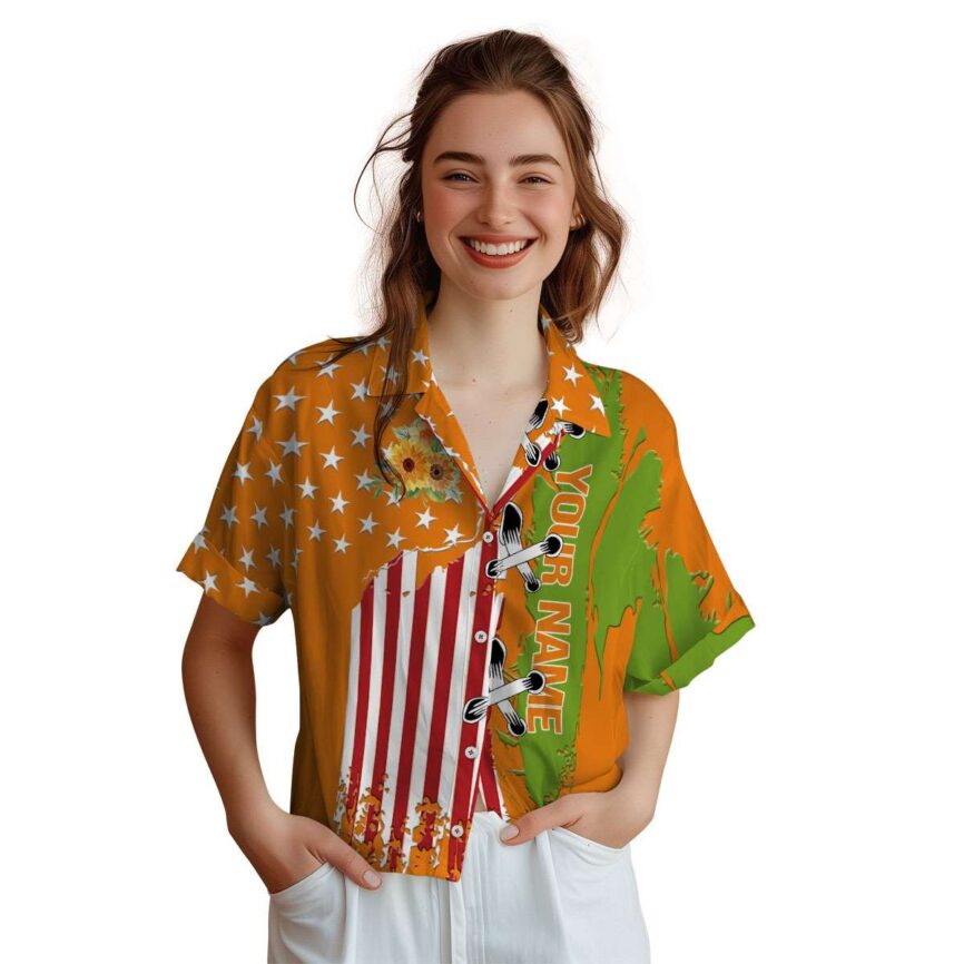 Personalized Sunflower Flag Stitches Hawaiian Shirt Top rated