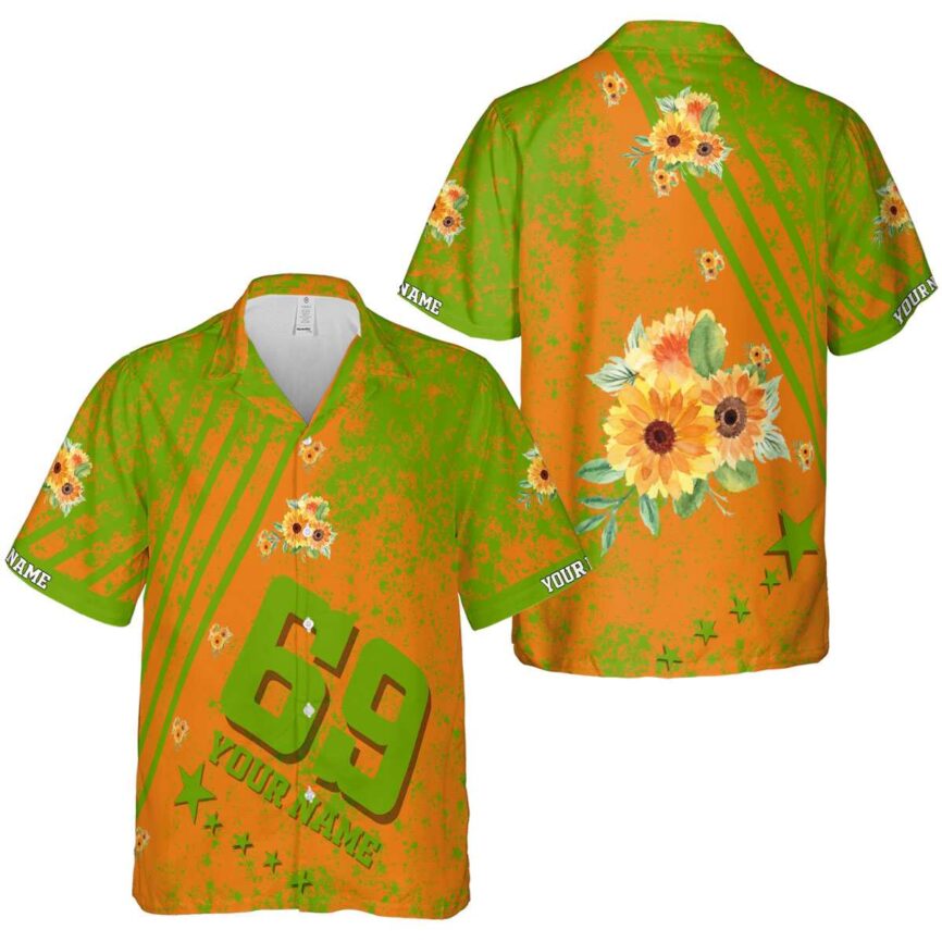 Personalized Sunflower Stripe Burst Hawaiian Shirt Premium grade