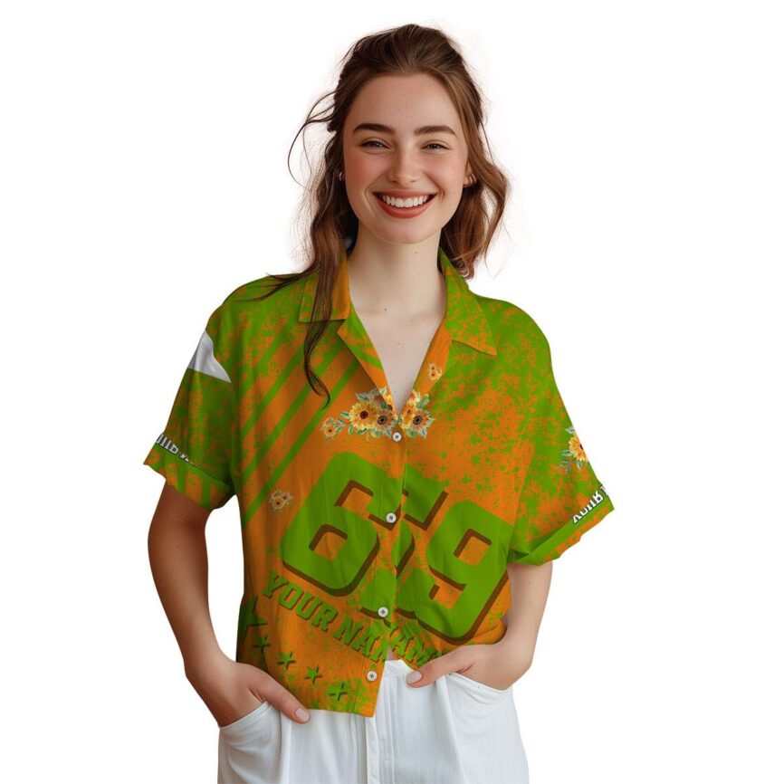 Personalized Sunflower Stripe Burst Hawaiian Shirt Top rated