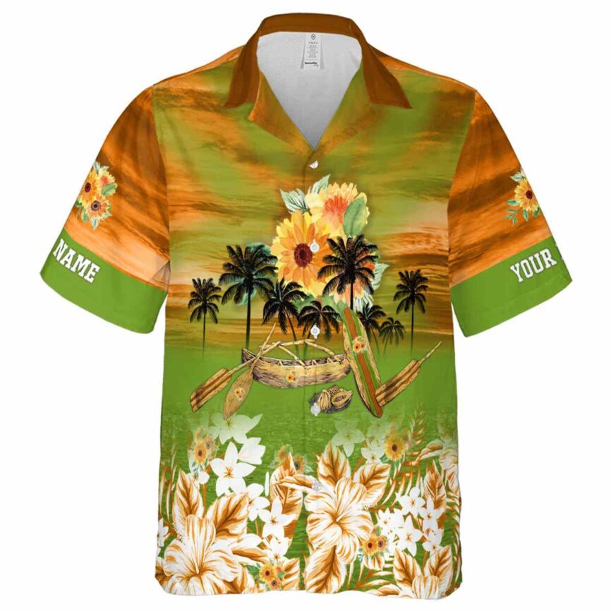 Personalized Sunflower Sunset Beach Canoe Hawaiian Shirt Fashion forward