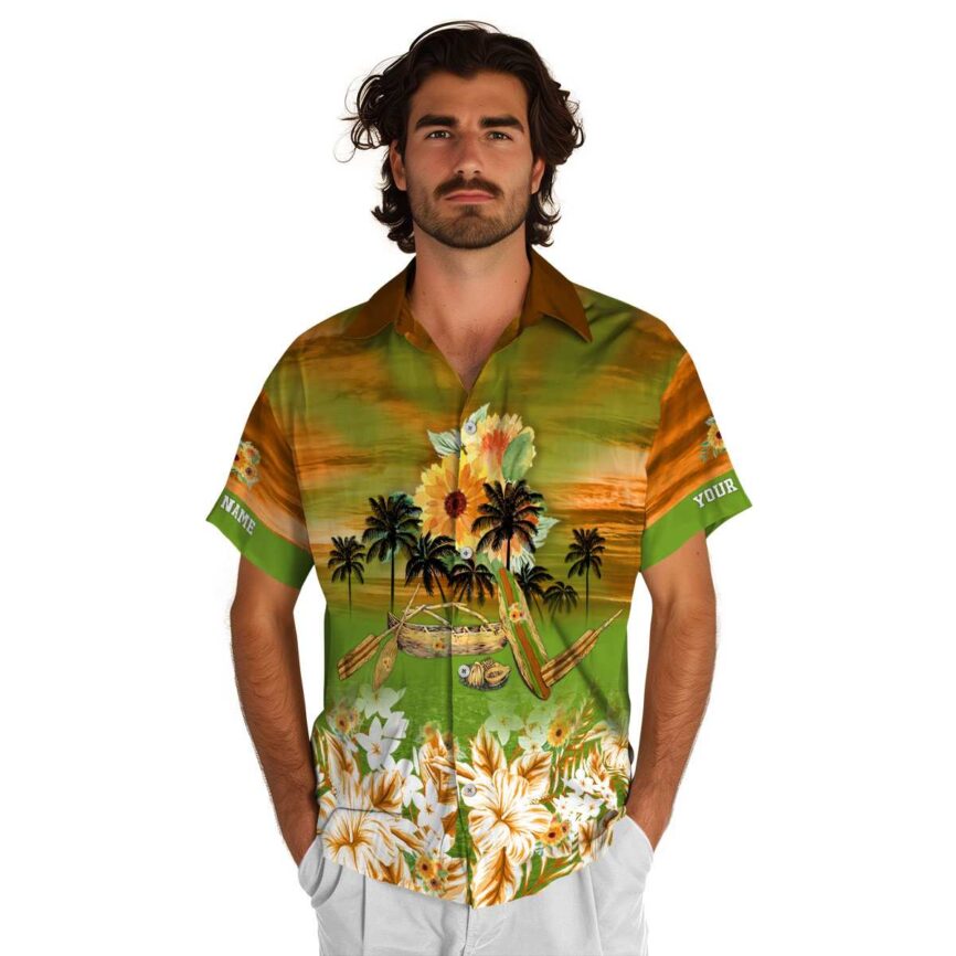 Personalized Sunflower Sunset Beach Canoe Hawaiian Shirt New Arrival