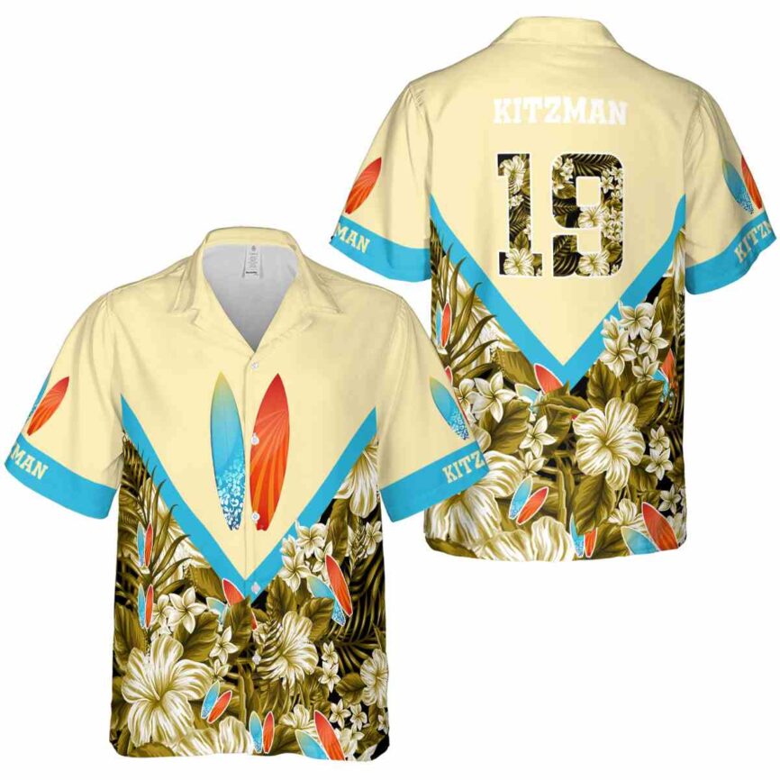 Personalized Surf Bold Floral Number Hawaiian Shirt Premium grade