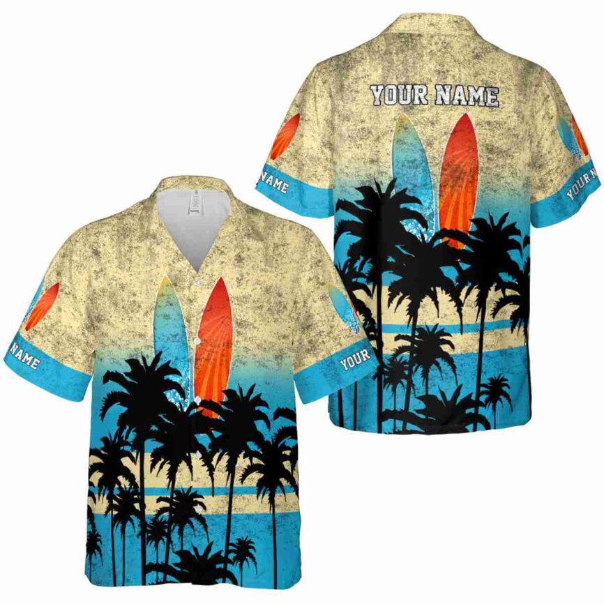 Personalized Surf Sunset Gradient Hawaiian Shirt Premium grade