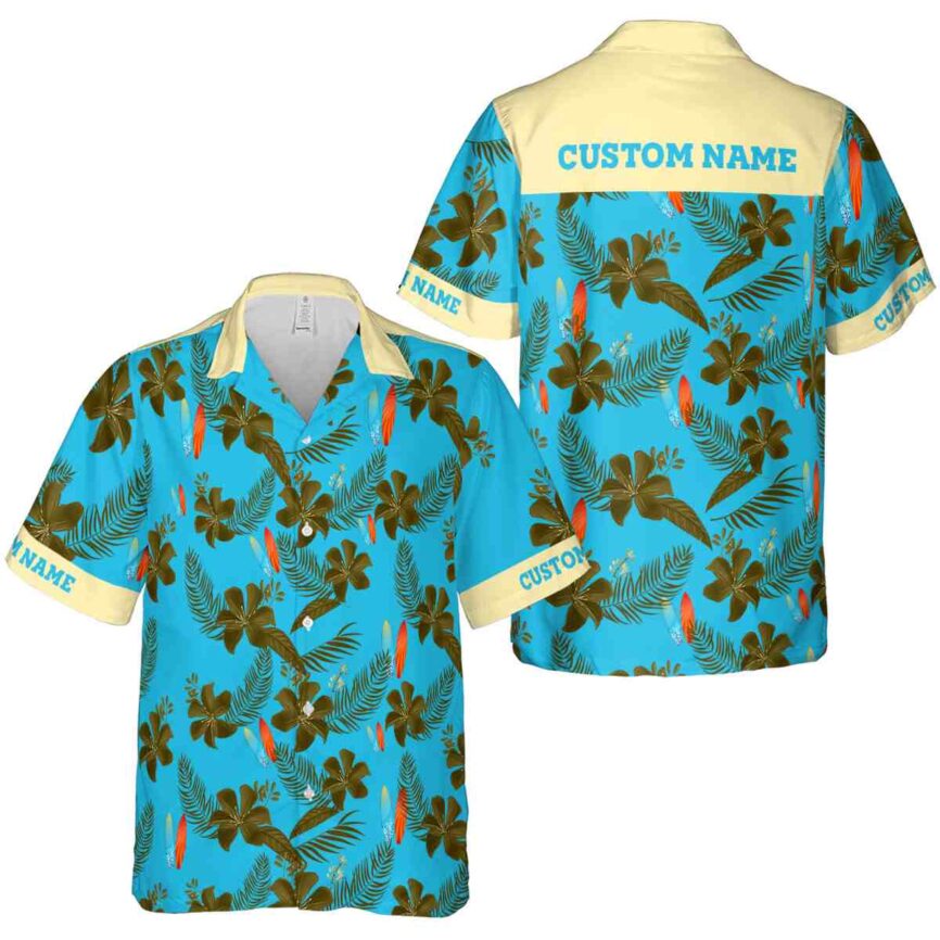 Personalized Surf Tropical Flower Hawaiian Shirt Premium grade