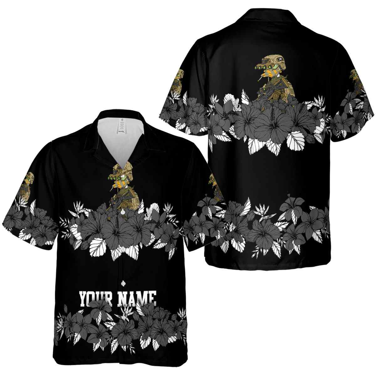 Personalized Tactical Hibiscus Band Hawaiian Shirt Premium grade Personalized Tactical Hibiscus Band Hawaiian Shirt Premium grade