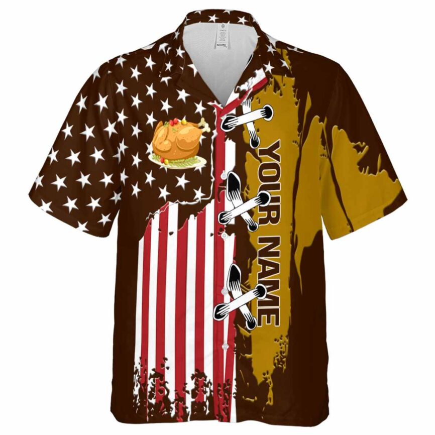 Personalized Thanksgiving Flag Stitches Hawaiian Shirt Fashion forward
