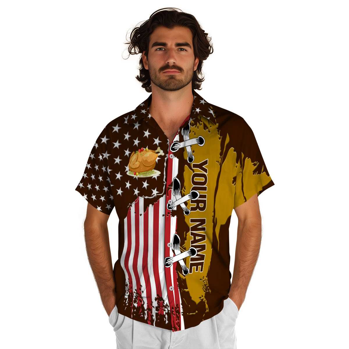Personalized Thanksgiving Flag Stitches Hawaiian Shirt New Arrival Personalized Thanksgiving Flag Stitches Hawaiian Shirt New Arrival