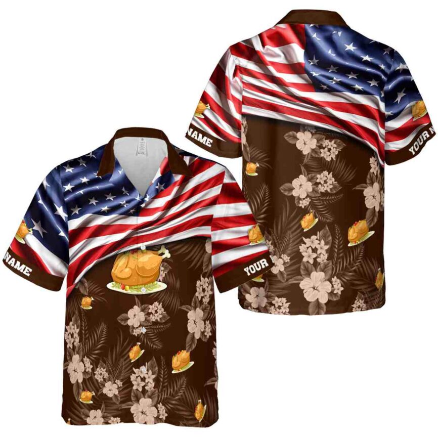 Personalized Thanksgiving US Flag Themed Hawaiian Shirt Premium grade