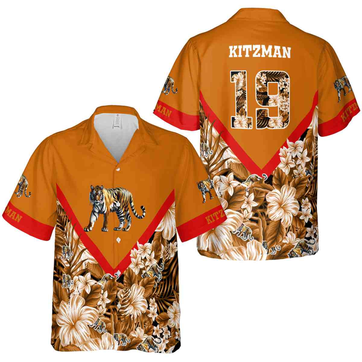 Personalized Tiger Bold Floral Number Hawaiian Shirt Premium grade Personalized Tiger Bold Floral Number Hawaiian Shirt Premium grade