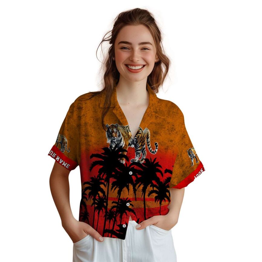 Personalized Tiger Sunset Gradient Hawaiian Shirt Top rated