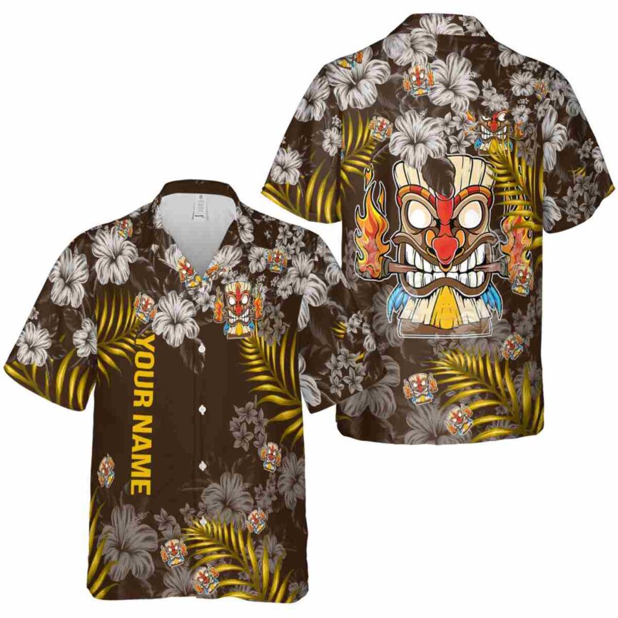 Personalized Tiki Hibiscus Pattern Hawaiian Shirt Premium grade