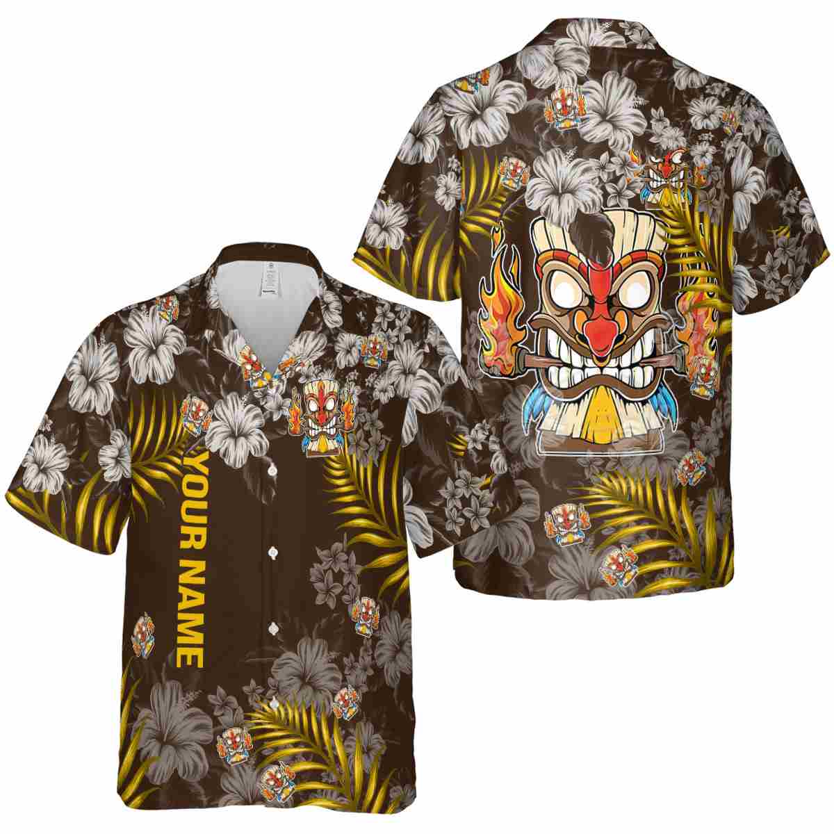 Personalized Tiki Hibiscus Pattern Hawaiian Shirt Premium grade Personalized Tiki Hibiscus Pattern Hawaiian Shirt Premium grade