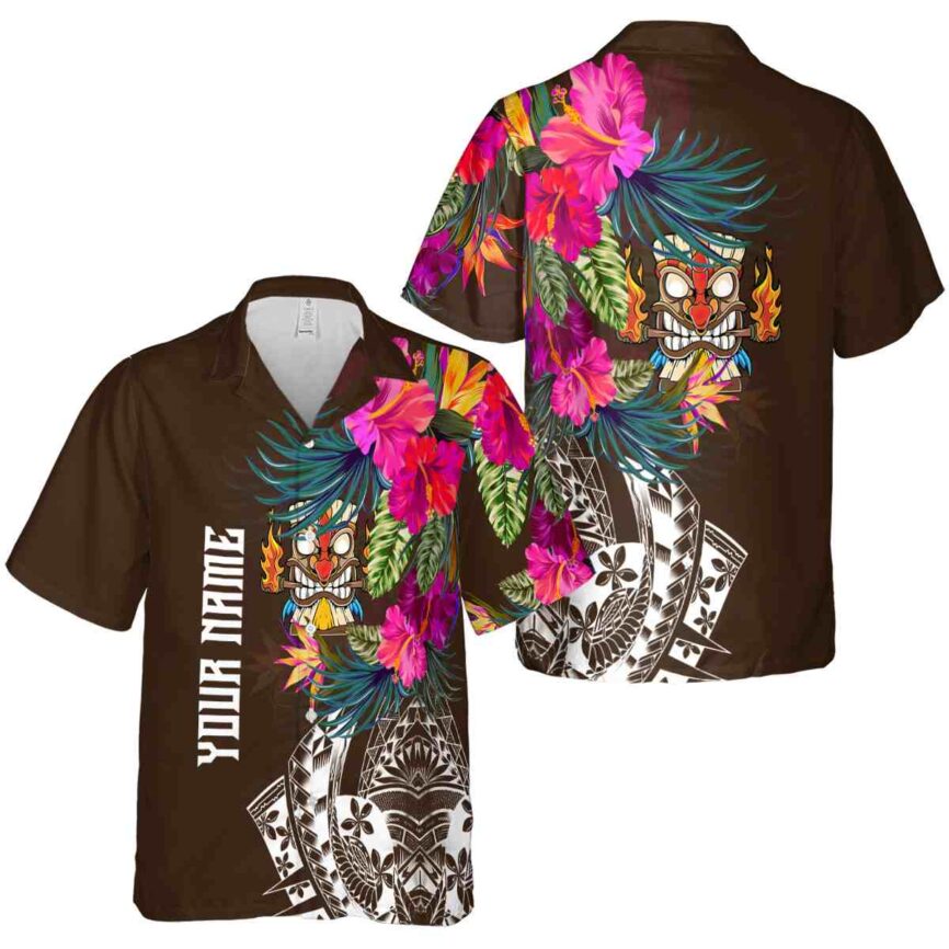 Personalized Tiki Polynesian Flowers Hawaiian Shirt Premium grade