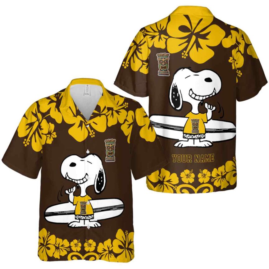 Personalized Tiki Surfing Snoopy Hawaiian Shirt Premium grade