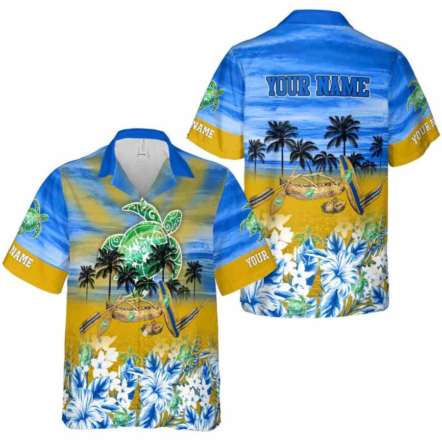 Personalized Tribal Sunset Beach Canoe Hawaiian Shirt Premium grade 1