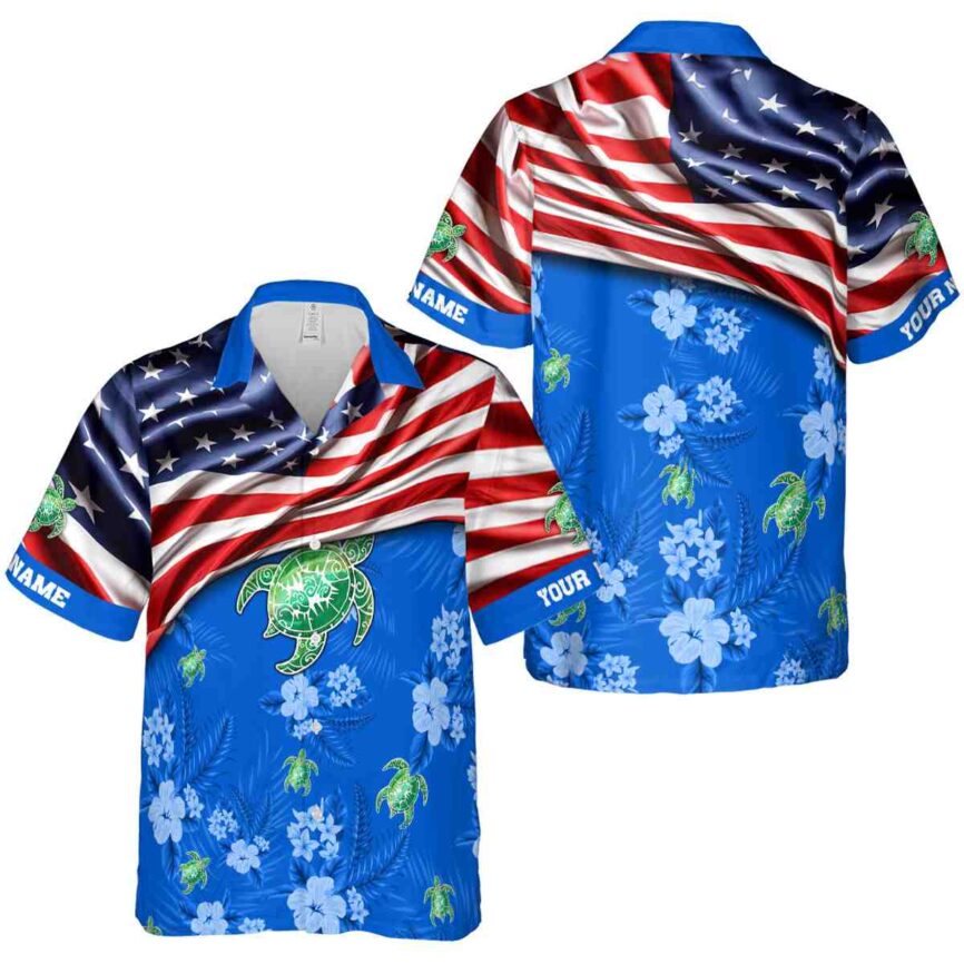 Personalized Tribal US Flag Themed Hawaiian Shirt Premium grade