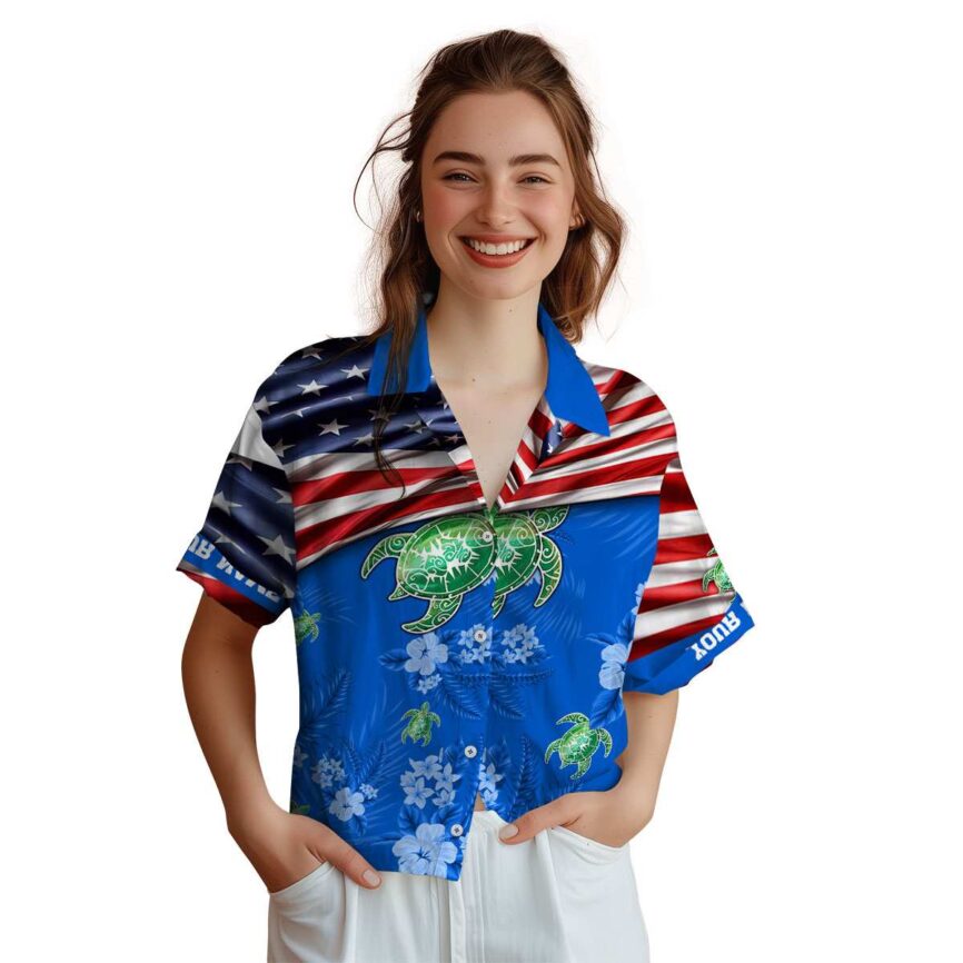 Personalized Tribal US Flag Themed Hawaiian Shirt Top rated