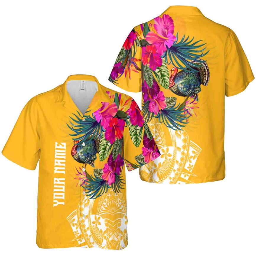 Personalized Turkey Polynesian Flowers Hawaiian Shirt Premium grade