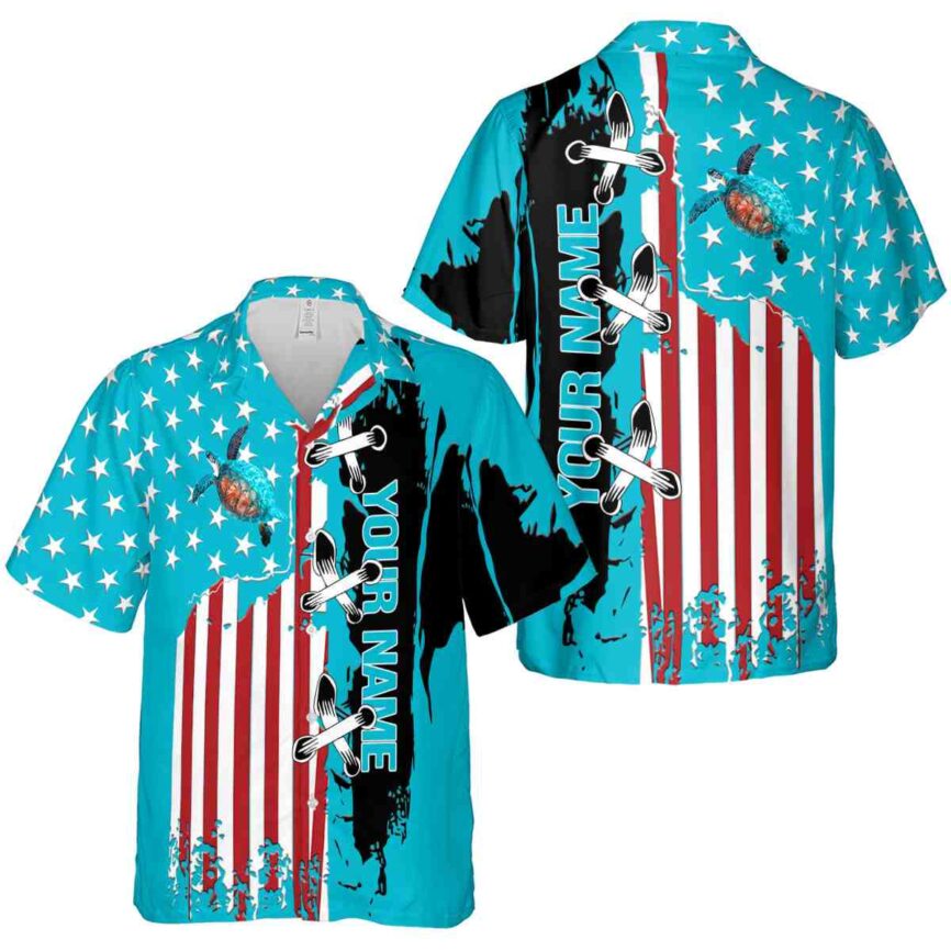 Personalized Turtle Flag Stitches Hawaiian Shirt Premium grade