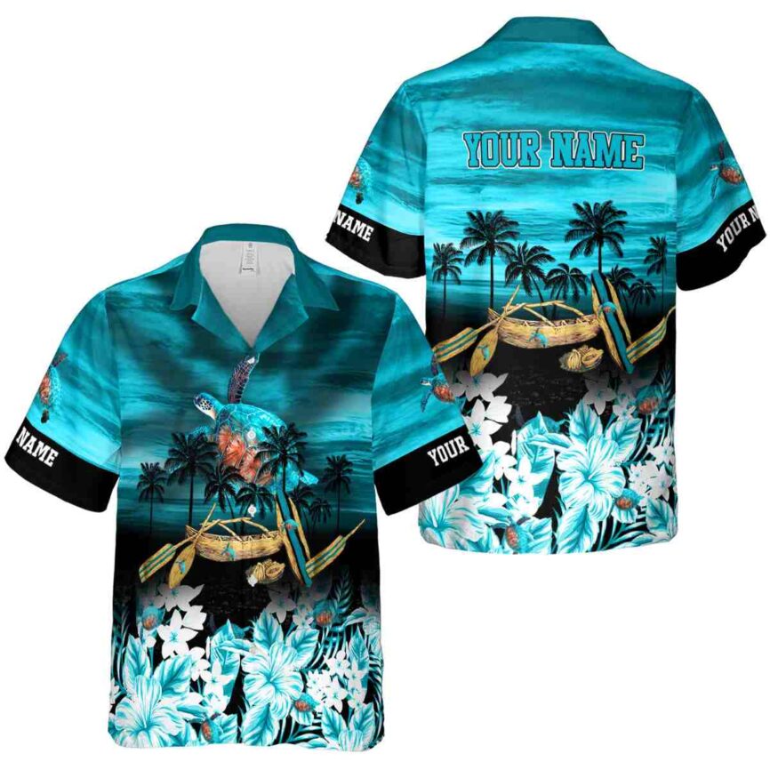 Personalized Turtle Sunset Beach Canoe Hawaiian Shirt Premium grade