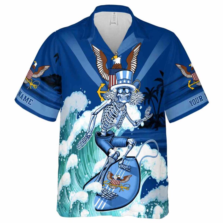 Personalized US Navy Grateful Dead Motif Hawaiian Shirt Fashion forward
