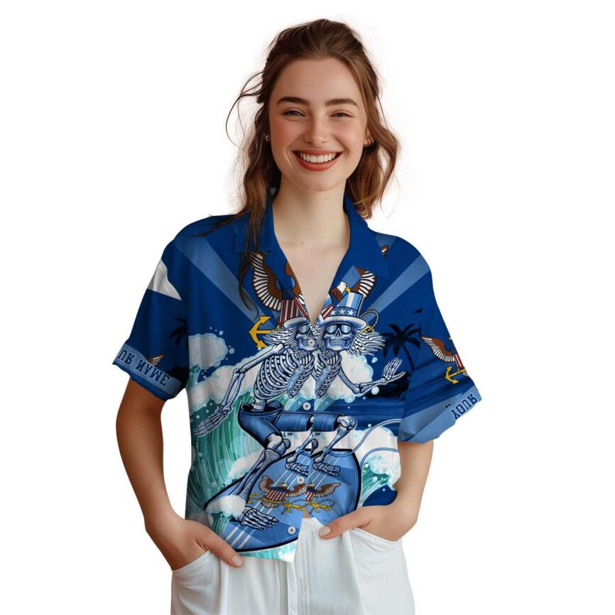 Personalized US Navy Grateful Dead Motif Hawaiian Shirt Top rated