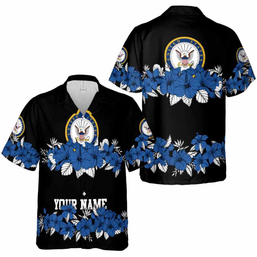 Personalized US Navy Hibiscus Band Hawaiian Shirt Premium grade