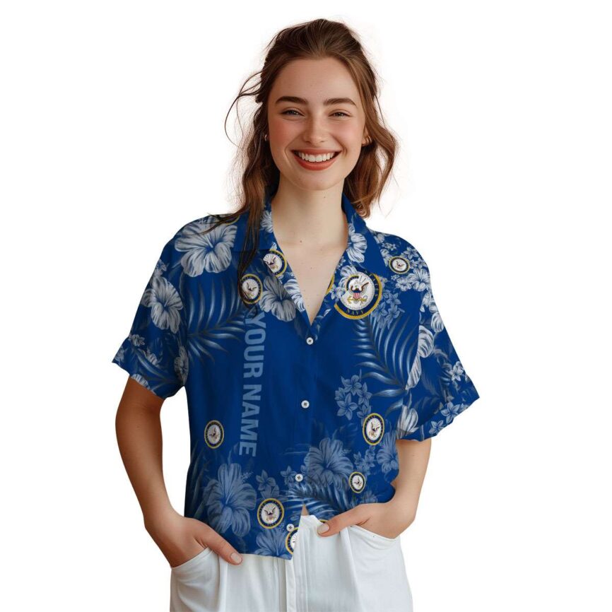 Personalized US Navy Hibiscus Pattern Hawaiian Shirt Top rated
