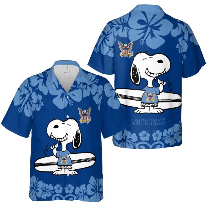 Personalized US Navy Surfing Snoopy Hawaiian Shirt Premium grade