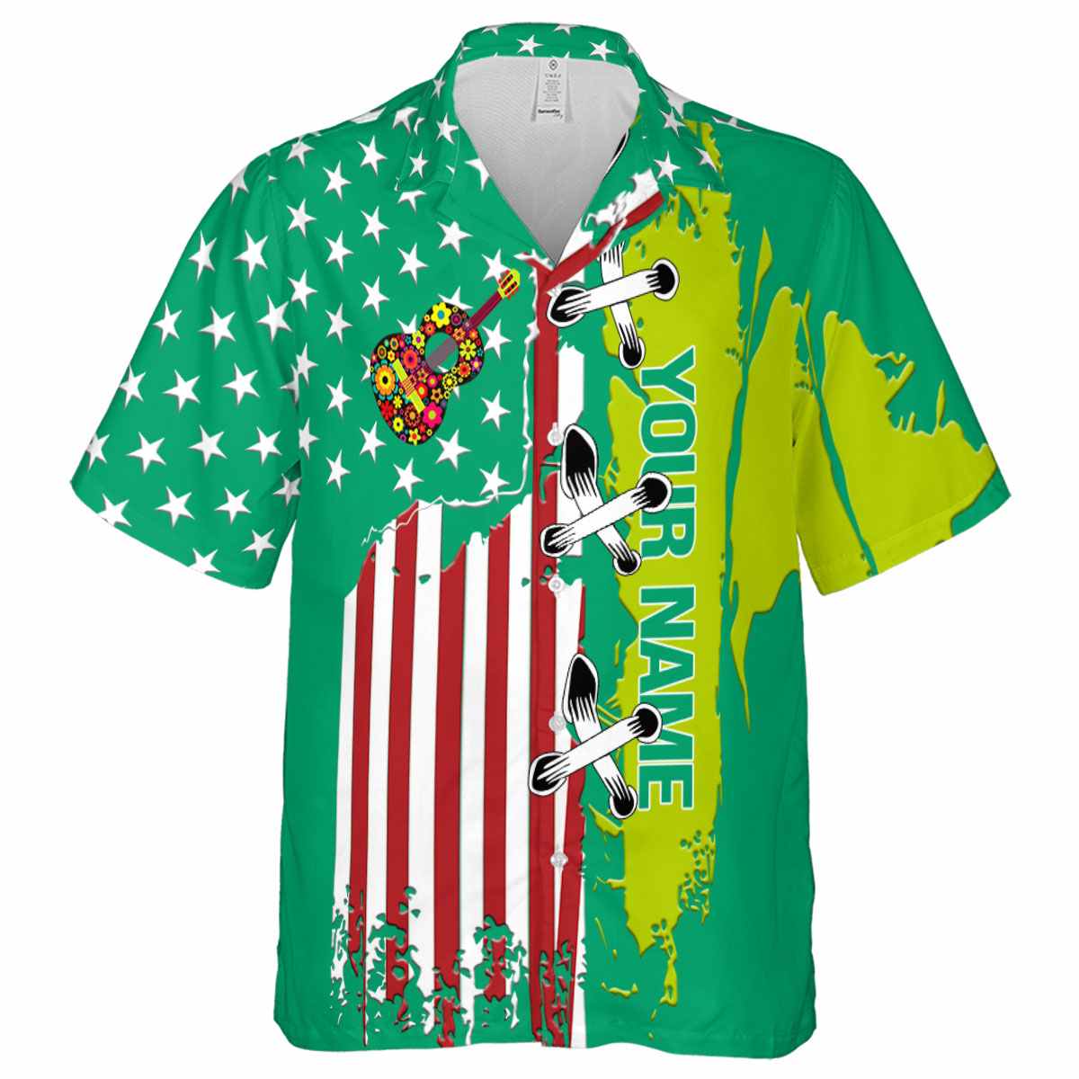 Personalized Ukulele Flag Stitches Hawaiian Shirt Fashion forward Personalized Ukulele Flag Stitches Hawaiian Shirt Fashion forward