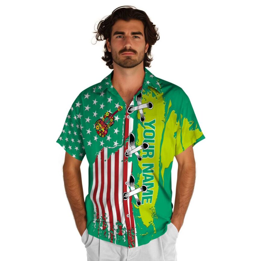 Personalized Ukulele Flag Stitches Hawaiian Shirt New Arrival