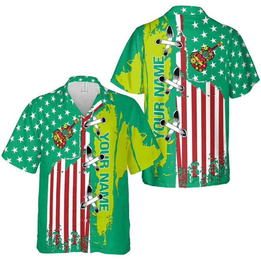 Personalized Ukulele Flag Stitches Hawaiian Shirt Premium grade