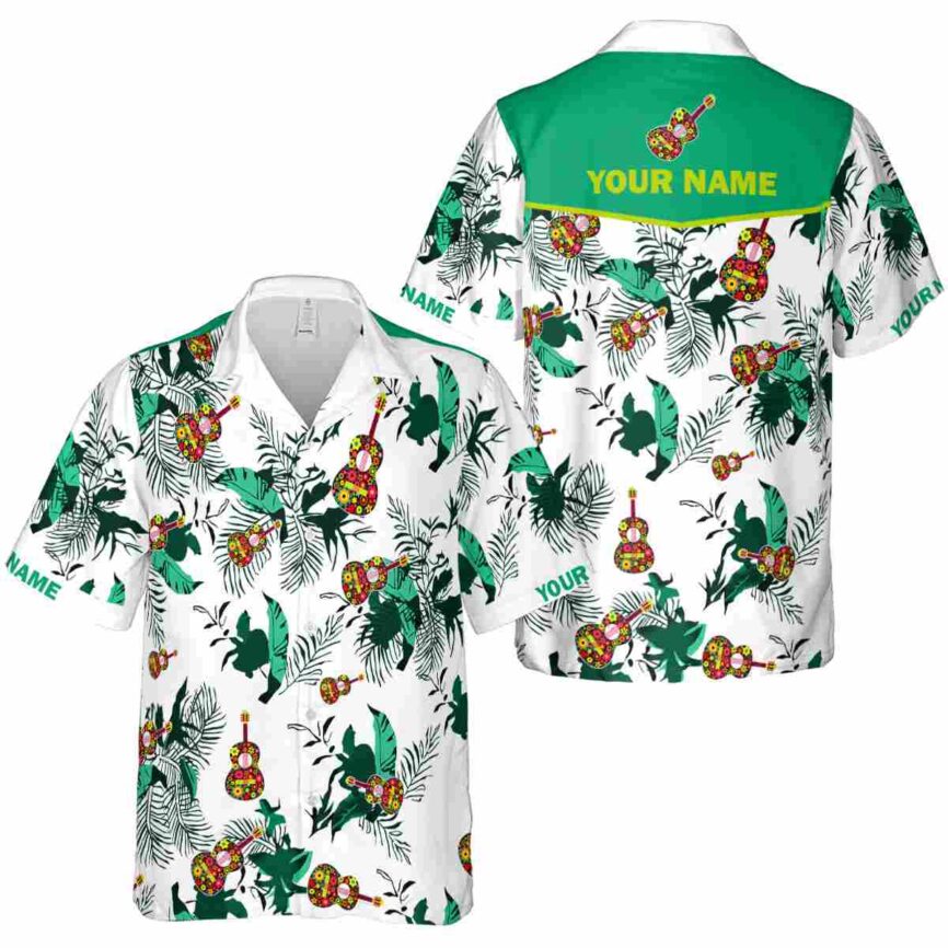 Personalized Ukulele Leafy Accents Hawaiian Shirt Premium grade