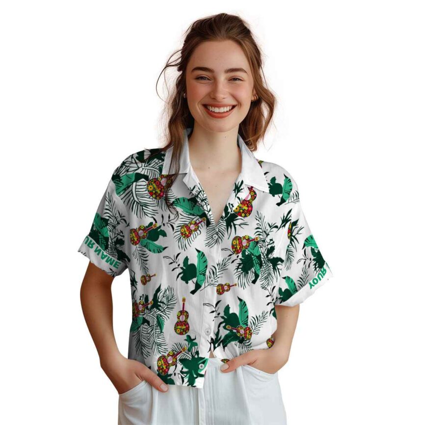 Personalized Ukulele Leafy Accents Hawaiian Shirt Top rated