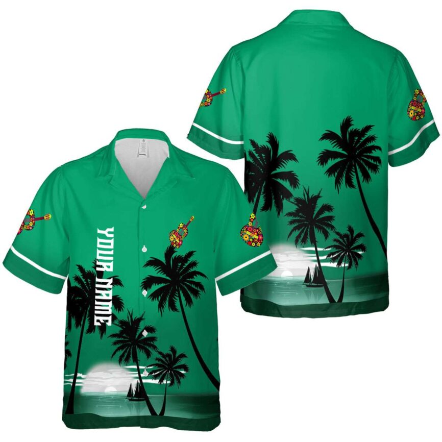 Personalized Ukulele Ocean Sunset Hawaiian Shirt Premium grade