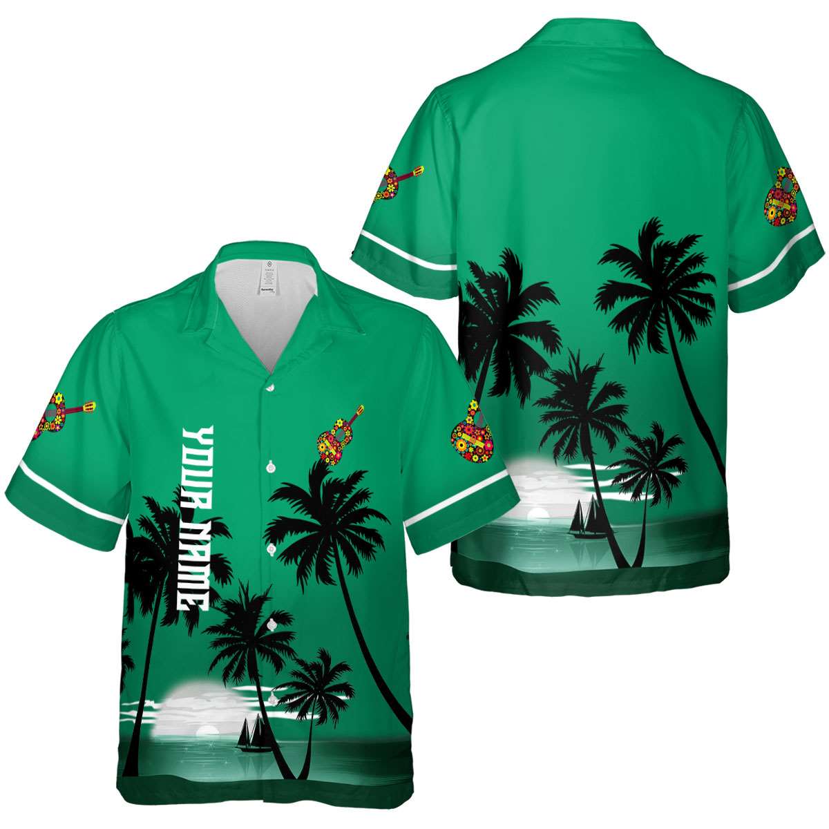 Personalized Ukulele Ocean Sunset Hawaiian Shirt Premium grade Personalized Ukulele Ocean Sunset Hawaiian Shirt Premium grade
