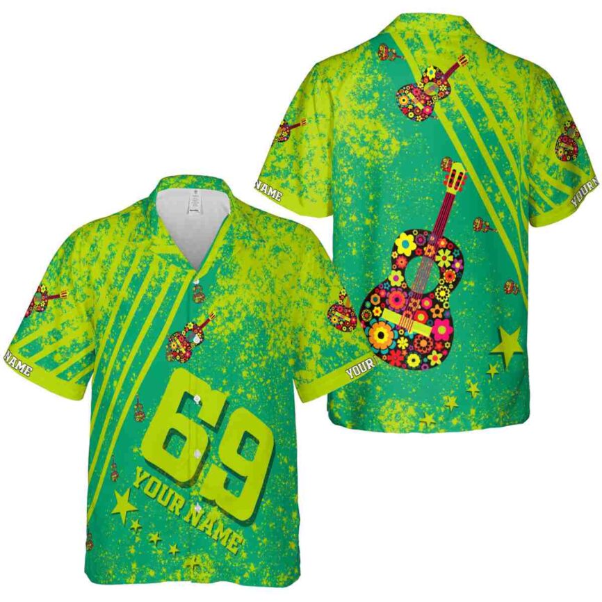 Personalized Ukulele Stripe Burst Hawaiian Shirt Premium grade